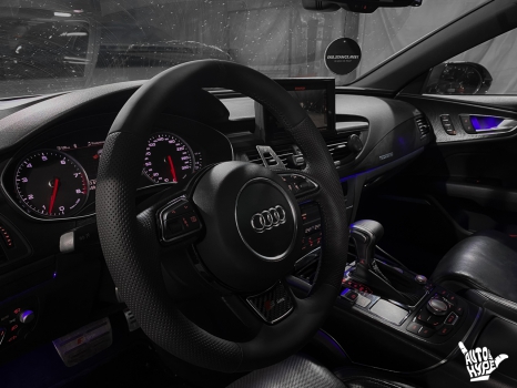 Audi A7, Подсветка салона, перетяжка руля_3
